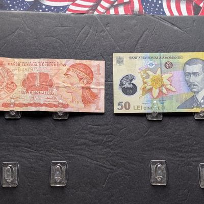 Sale Photo Thumbnail #217: 2001 Honduras 1 Lempira and 2005 Romania 50 Lei Banknotes