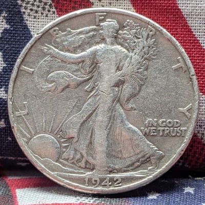 Sale Photo Thumbnail #262: 1942 (WWII ERA) Walking Liberty Half Dollar, 84 Years old, 90% Silver