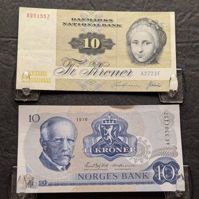 Sale Photo Thumbnail #193: 1972 Series Denmark 10 Kroner and 1976 Norway 10 Kroner Banknotes