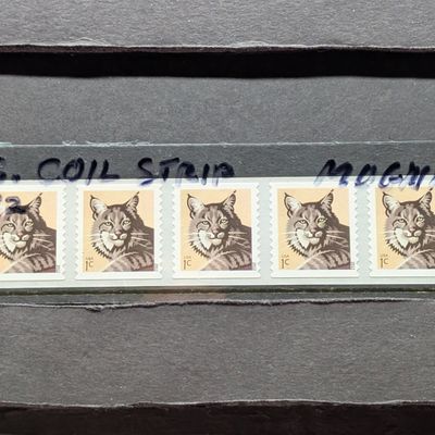 Sale Photo Thumbnail #388: 2012 Bobcat U.S. Coil Strip Of Stamps, Mint, Original Gum, Never Hinged