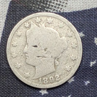 Sale Photo Thumbnail #206: 1892 Liberty Head V Nickel, 134 Years Old!