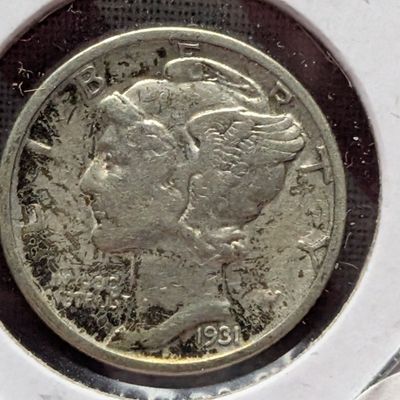 Sale Photo Thumbnail #435: 1931-D Mercury Dime, 90% Silver