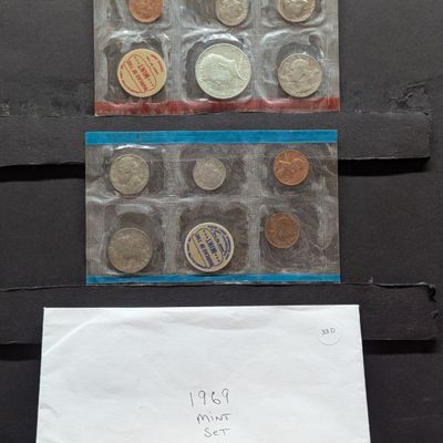 Sale Photo Thumbnail #165: 1969 P&D U.S. Mint Uncirculated Set - Includes 1969 40% Silver Kennedy Half Dollar & 1969-S Lincoln Cent