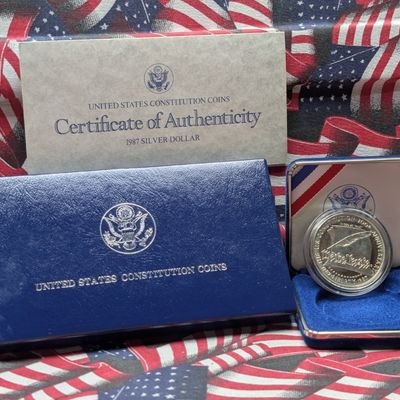 Sale Photo Thumbnail #359: 1987-S US Proof Constitution Silver Dollar, 90% Silver - With OGB and COA