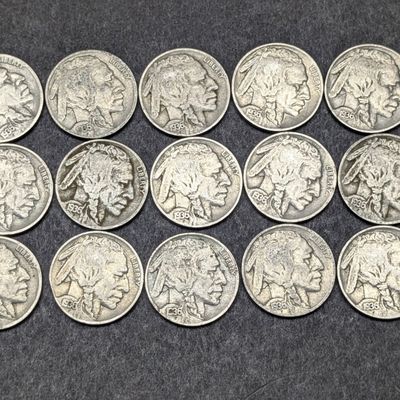 Sale Photo Thumbnail #77: (15) 1936 Indian Head Buffalo Nickels - All P Mint Marks