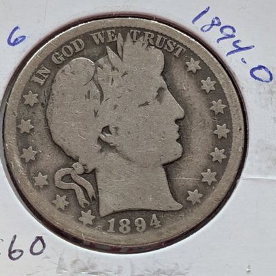Sale Photo Thumbnail #106: 1894-O 90% Silver Barber Half Dollar