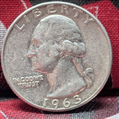 Sale Photo Thumbnail #212: 1963-D Washington Quarter, 63 Years old, 90% Silver