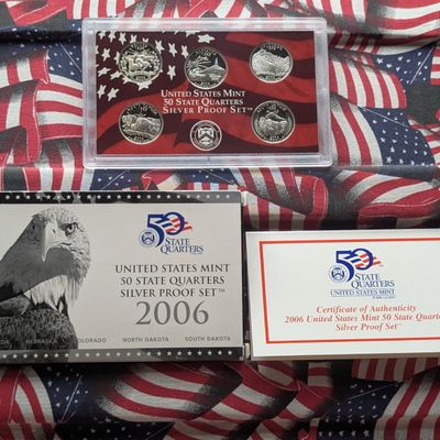 Sale Photo Thumbnail #393: 2006-S U.S. Mint 50 State Quarters 90% Silver 5-Coin Proof Set with OGP and COA