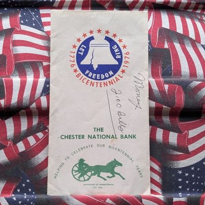 Sale Photo Thumbnail #211: Circa 1976 The Chester National Bank Bicentennial Drive-in Deposit Envelope - Issued in New York