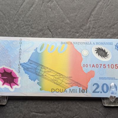 Sale Photo Thumbnail #169: 1999 Romania 2,000 Lei Commemorative Polymer Banknote - Total Solar Eclipse