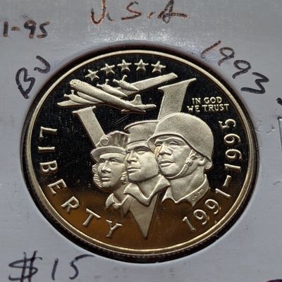 Sale Photo Thumbnail #195: 1993-P Proof Commemorative 50th Anniversary of WWII Half Dollar - Low Mintage!
