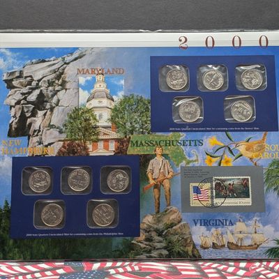 Sale Photo Thumbnail #23: 2000 P & D State Quarters Uncirculated Mint Sets With Stamps