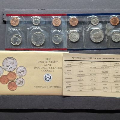 Sale Photo Thumbnail #179: 1990 P & D U.S. Mint Uncirculated Coin Set In OGP w/COA
