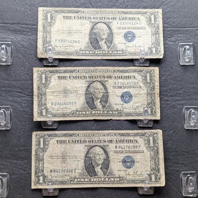 Sale Photo Thumbnail #65: (3) 1935 D US $1 Silver Certificates