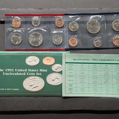 Sale Photo Thumbnail #185: 1993 P & D U.S. Mint Uncirculated Coin Set In OGP w/COA