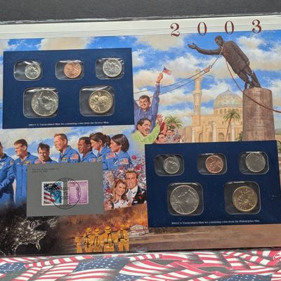 Sale Photo Thumbnail #13: 2003 P & D U.S. Uncirculated Mint Sets With Stamps (NO QUARTERS)