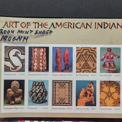 Sale Photo Thumbnail #317: 2004 Art Of The American Indian Stamp Sheet, Mint, Original Gum, Never Hinged