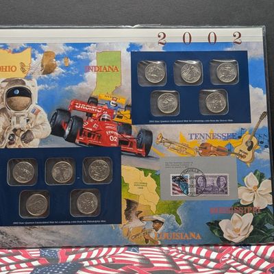 Sale Photo Thumbnail #28: 2002 P & D State Quarters Uncirculated Mint Sets With Stamps