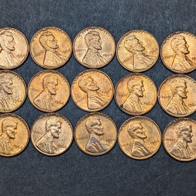 Sale Photo Thumbnail #351: (15) 1964-P Lincoln Memorial Cents - RED / High Grade