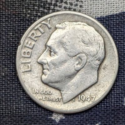 Sale Photo Thumbnail #252: 1947-P Roosevelt Dime, 79 Years old, 90% Silver