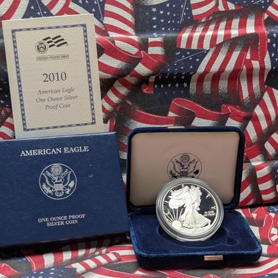 Sale Photo Thumbnail #428: 2010-W Proof American Silver Eagle, .999 Fine Silver 1 Troy Oz - With OGB and COA