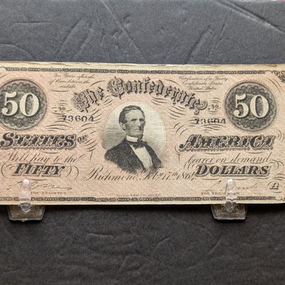 Sale Photo Thumbnail #120: 1864 Confederate States of America $50 Note, T-66, Issued in Virginia