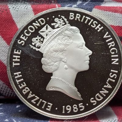 Sale Photo Thumbnail #172: 1985 Queen Elizabeth II "BELLS" 19.09g .925 FINE SILVER ROUND, $20 British Virgin Island