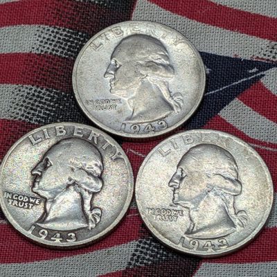 Sale Photo Thumbnail #91: 1943 P, D, & S 90% Silver Washington Quarters - Complete Year Set!