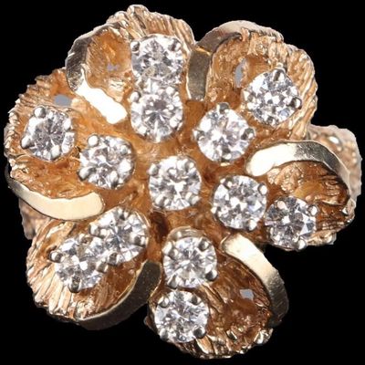 Sale Photo Thumbnail #205: .91CTW DIAS 14K YELLOW GOLD LADIES BRUTALIST RING