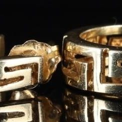 Sale Photo Thumbnail #352: 14K YELLOW GOLD ELLIPTICAL HOOP EARRINGS GREEK