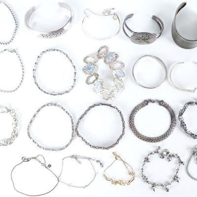 Sale Photo Thumbnail #34: STERLING SILVER LADIES BRACELETS LOT (TWENTY)