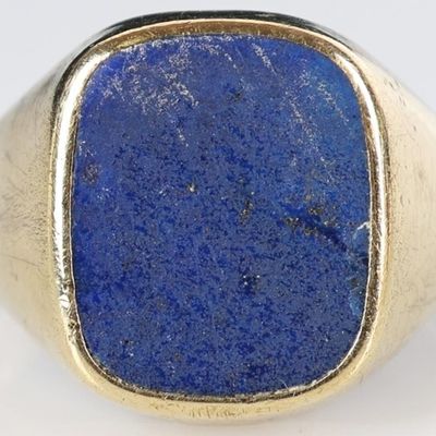 Sale Photo Thumbnail #18: 8K YELLOW GOLD MENS RING W/ GERMAN LAPIS LAZULI