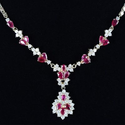 Sale Photo Thumbnail #82: EXQUISITE 3.5CTW DIAS 5.6CTW RUBY 14K NECKLACE