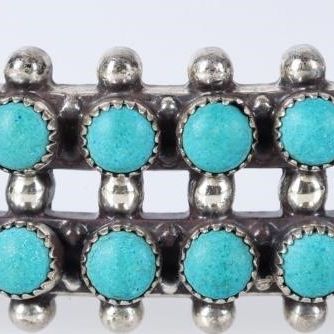Sale Photo Thumbnail #108: STERLING ZUNI SNAKE EYE 2 ROW TURQUOISE BRACELET
