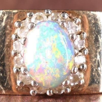 Sale Photo Thumbnail #347: 14K YELLOW GOLD LADIES RING W/ OPAL & DIAMONDS