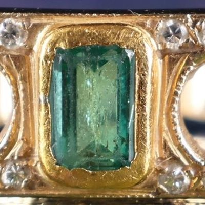 Sale Photo Thumbnail #351: 18K/14K YELLOW GOLD EMERALD & DIAMOND LADIES RING