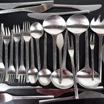 Sale Photo Thumbnail #437: GEORG JENSEN DENMARK STAINLESS PRISM SILVERWARE 29