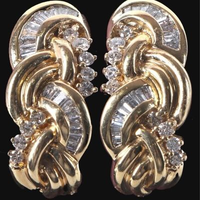 Sale Photo Thumbnail #135: 14K YELLOW GOLD DIAMOND LADIES EARRINGS - 1.04 CTW