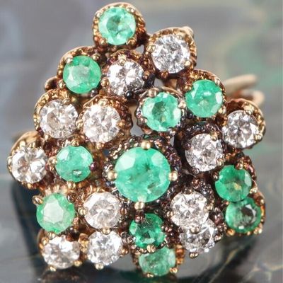 Sale Photo Thumbnail #198: 14K YELLOW GOLD LADIES RING W/ DIAMONDS & EMERALDS