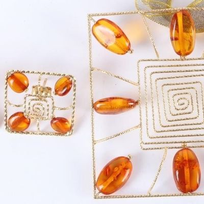 Sale Photo Thumbnail #98: 18K YELLOW GOLD FILIGREE AMBER GENERO JEWELRY