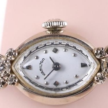 Sale Photo Thumbnail #444: HAMILTON 14K WHITE GOLD NAT DIAMOND LADIES WATCH