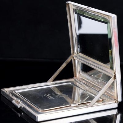 Sale Photo Thumbnail #451: DUNHILL STERLING SILVER LADIES COMPACT WITH MIRROR