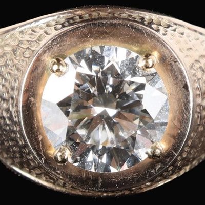 Sale Photo Thumbnail #90: 4.05CT TYPE II DIAMOND 10K YELLOW GOLD MENS RING
