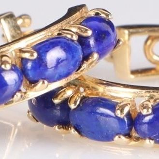 Sale Photo Thumbnail #308: 14K YELLOW GOLD LADIES EARRINGS W/ BLUE JASPER