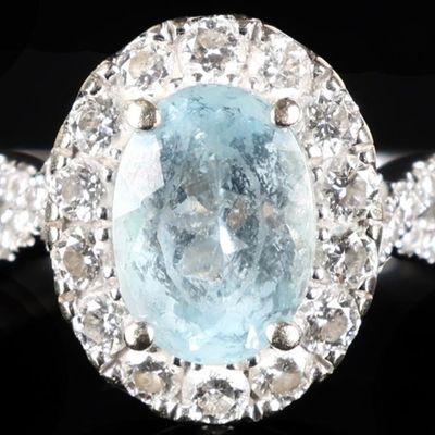 Sale Photo Thumbnail #386: 14K WHITE GOLD LADIES RING W/ DIAMONDS & SPINEL