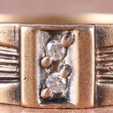 Sale Photo Thumbnail #299: ART DECO 14K YELLOW GOLD MENS RING W/ DIAMONDS