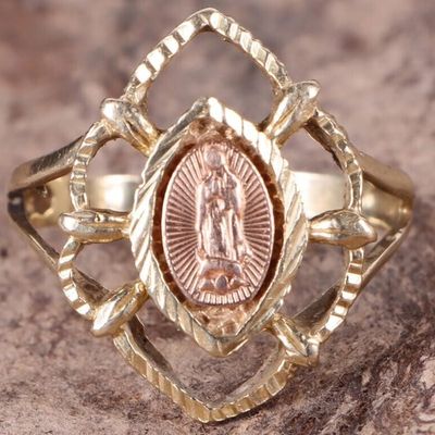 Sale Photo Thumbnail #412: 14K YELLOW GOLD VIRGIN OF GUADALUPE LADIES RING