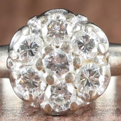 Sale Photo Thumbnail #434: 14K WHITE GOLD LADIES RING W/ 7-DIAMOND ROSETTE