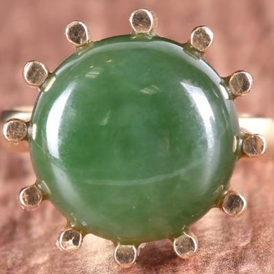 Sale Photo Thumbnail #331: 14K YELLOW GOLD MENS RING W/ LARGE NEPHRITE