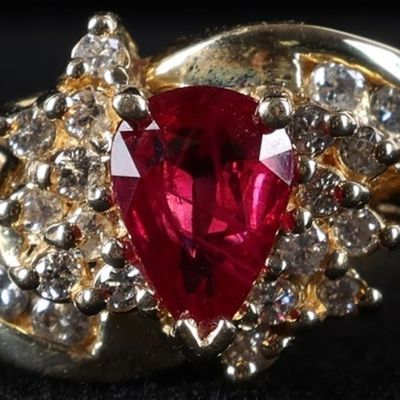 Sale Photo Thumbnail #418: 14K YELLOW GOLD RUBY DIAMOND LADIES RING